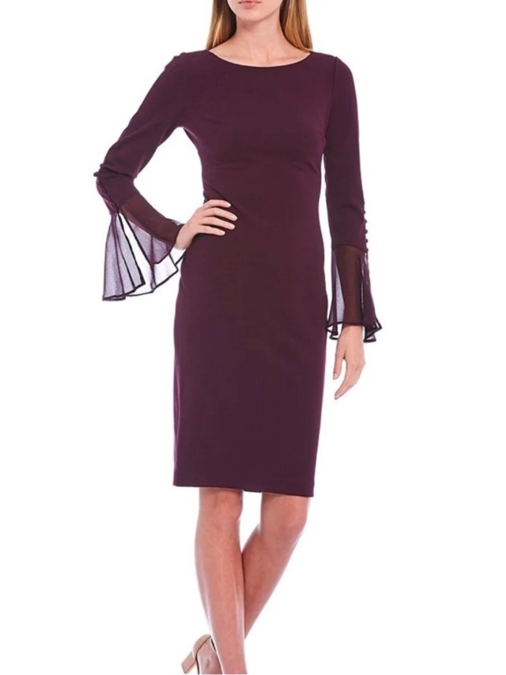Calvin Klein chiffon bell sleeve dress